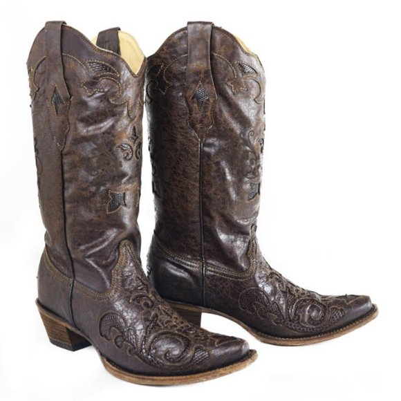 Corral Shoes - Corral Vintage Brown Lizard Inlay Cowgirl Boots